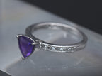 Vintage Amethyst and Zircon Sterling Silver Ring - Size 6