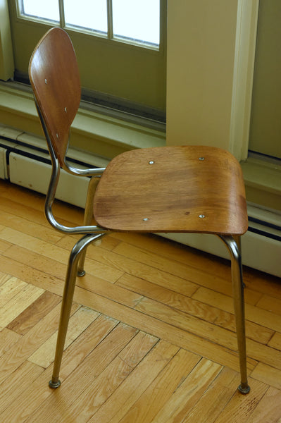 Vintage Mid Century Bent Wood and Metal Side Chair