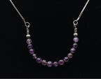 Vintage Italian Sterling Silver and Amethyst Bead Chain Necklace - 16.25"