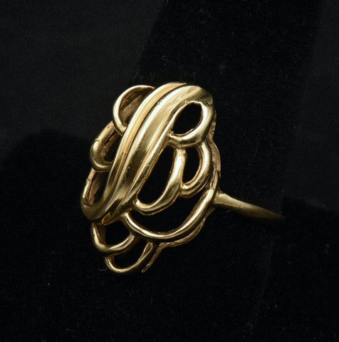 Vintage 14k Gold "B" Monogram Ring - Size 9.75