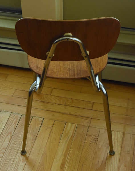 Vintage Mid Century Bent Wood and Metal Side Chair