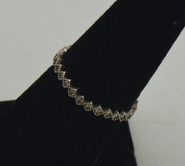 Vintage Sterling Silver and Gold Tone Cubic Zirconia Band - Size 6.25