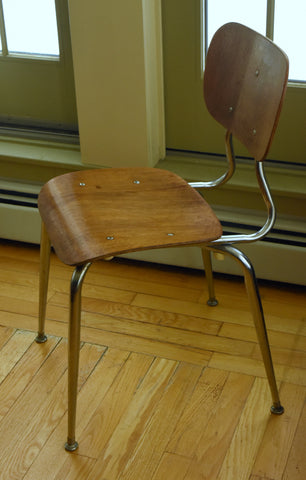 Vintage Mid Century Bent Wood and Metal Side Chair