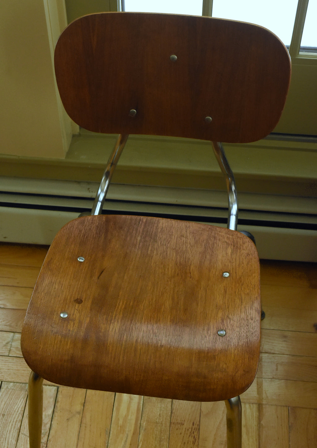 Vintage Mid Century Bent Wood and Metal Side Chair