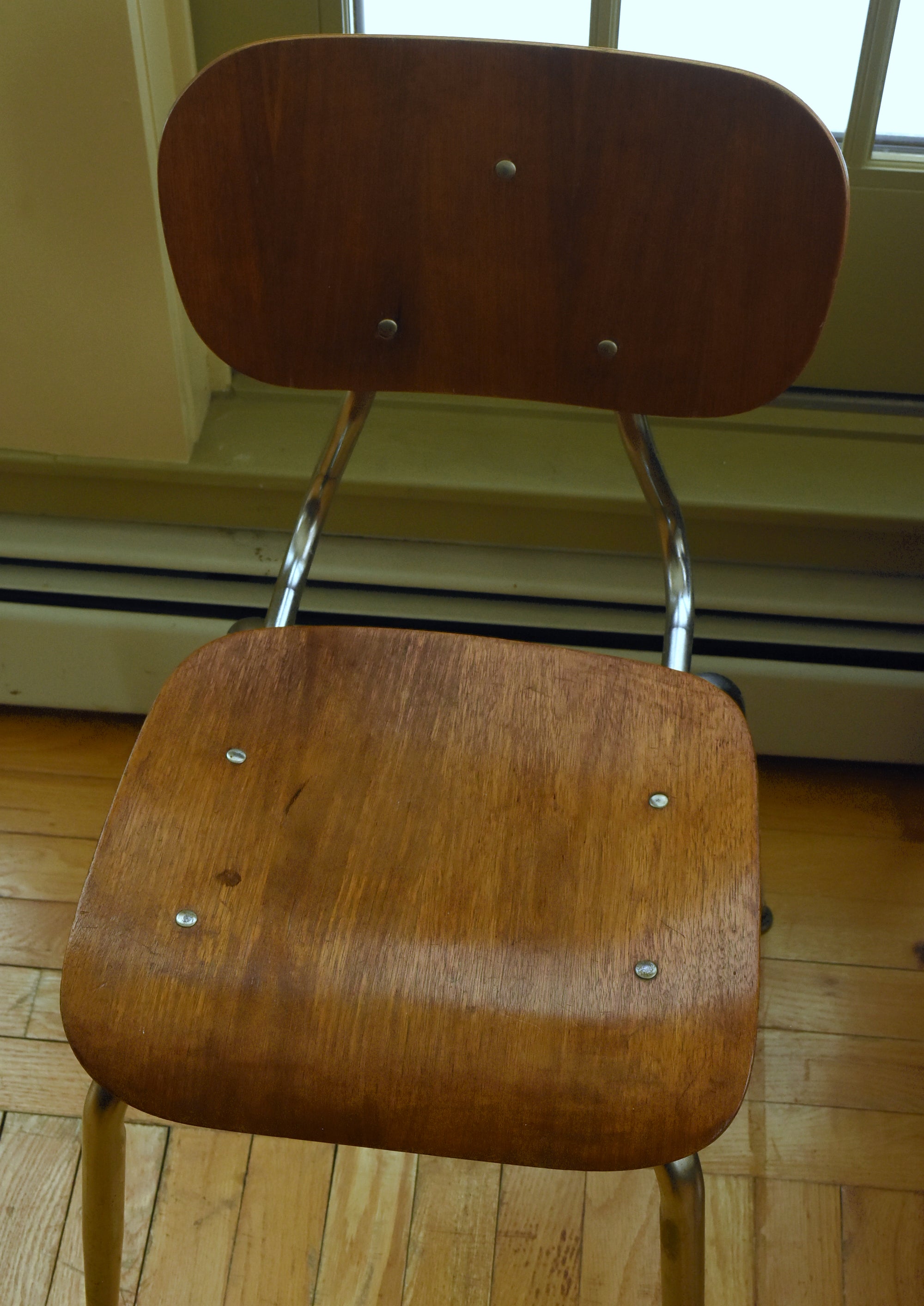 Vintage Mid Century Bent Wood and Metal Side Chair