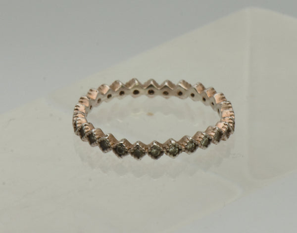 Vintage Sterling Silver and Gold Tone Cubic Zirconia Band - Size 6.25