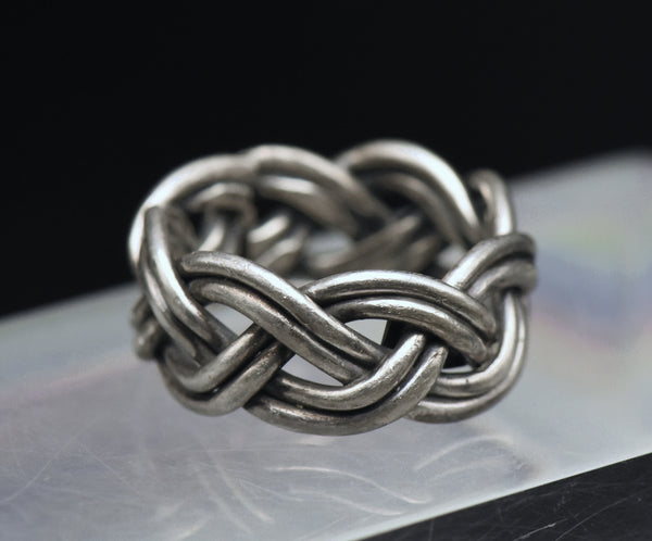 Vintage Handmade Sterling Silver Braided Band Ring - Size 9