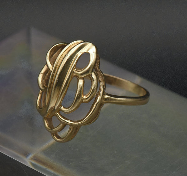 Vintage 14k Gold "B" Monogram Ring - Size 9.75