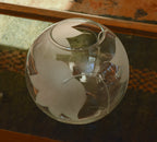 Vintage Glass Bowl Frosted Lotus Flower Design