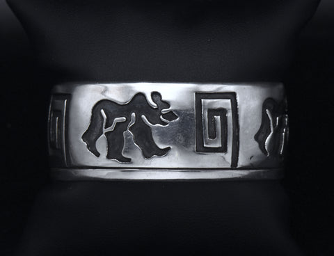 Vintage Sterling Silver Native American Bear Cuff Bracelet