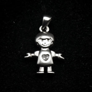 Vintage Sterling Silver and Rhinestone Boy Charm