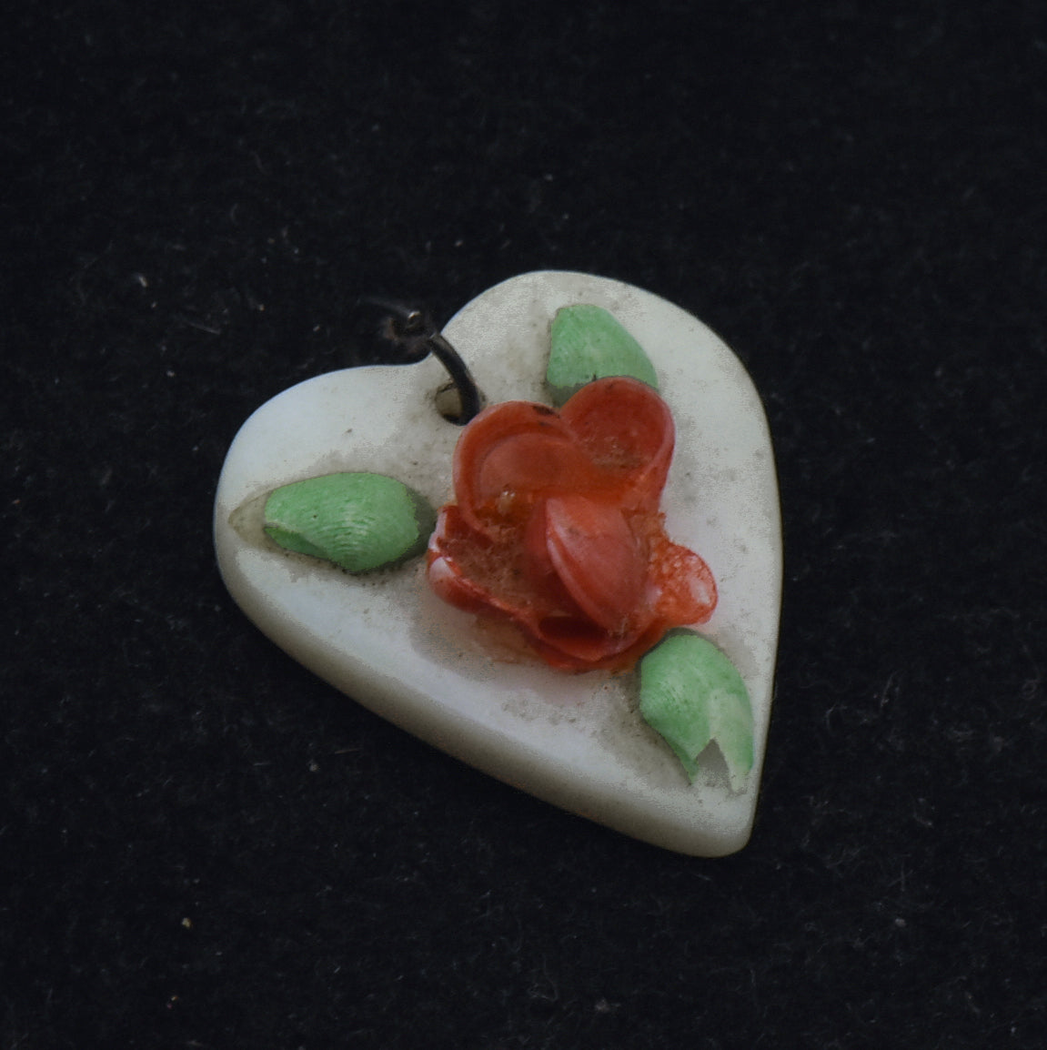 Vintage Handmade Shells Heart Floral Pendant