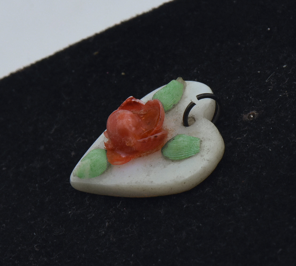 Vintage Handmade Shells Heart Floral Pendant