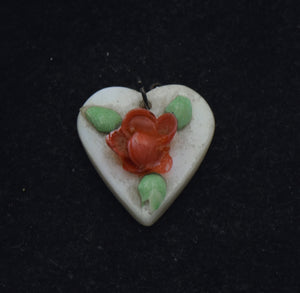 Vintage Handmade Shells Heart Floral Pendant
