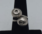 Vintage Handmade Sterling Silver Ball Bypass Ring - Damage