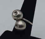 Vintage Handmade Sterling Silver Ball Bypass Ring - Damage