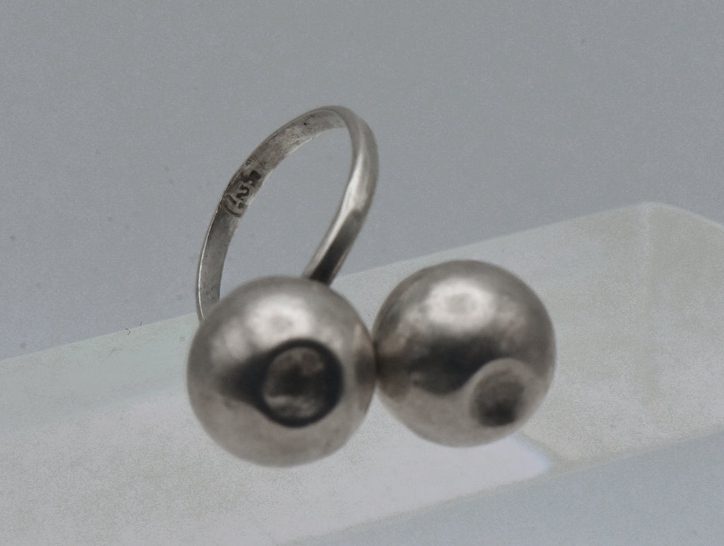 Vintage Handmade Sterling Silver Ball Bypass Ring - Damage