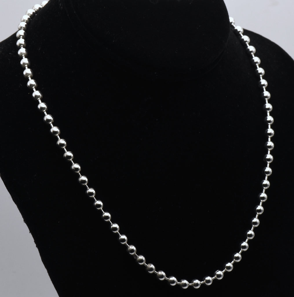 Vintage Italian Sterling Silver Heavy Ball Link Chain Necklace