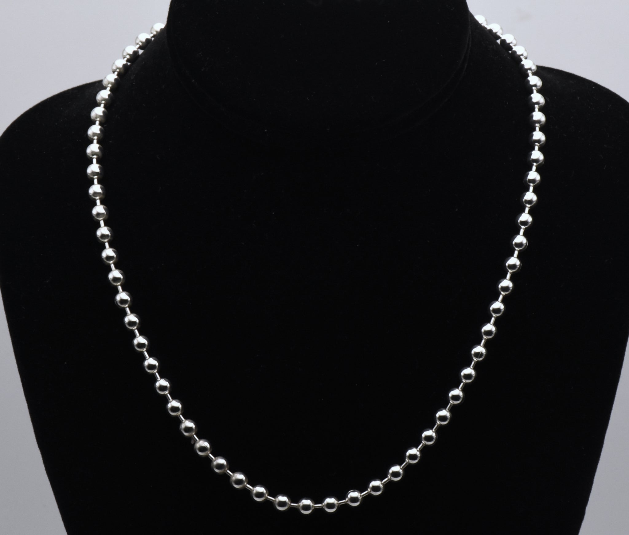 Vintage Italian Sterling Silver Heavy Ball Link Chain Necklace