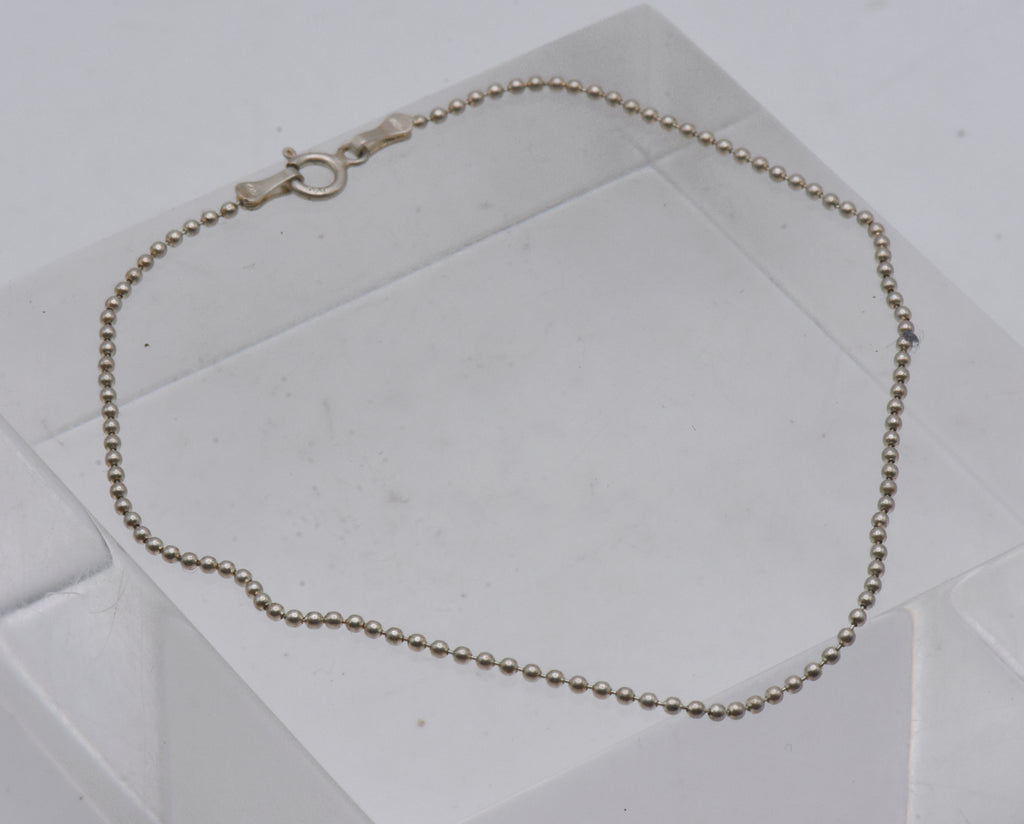 Vintage Sterling Silver Ball Link Chain Anklet - 9.25"