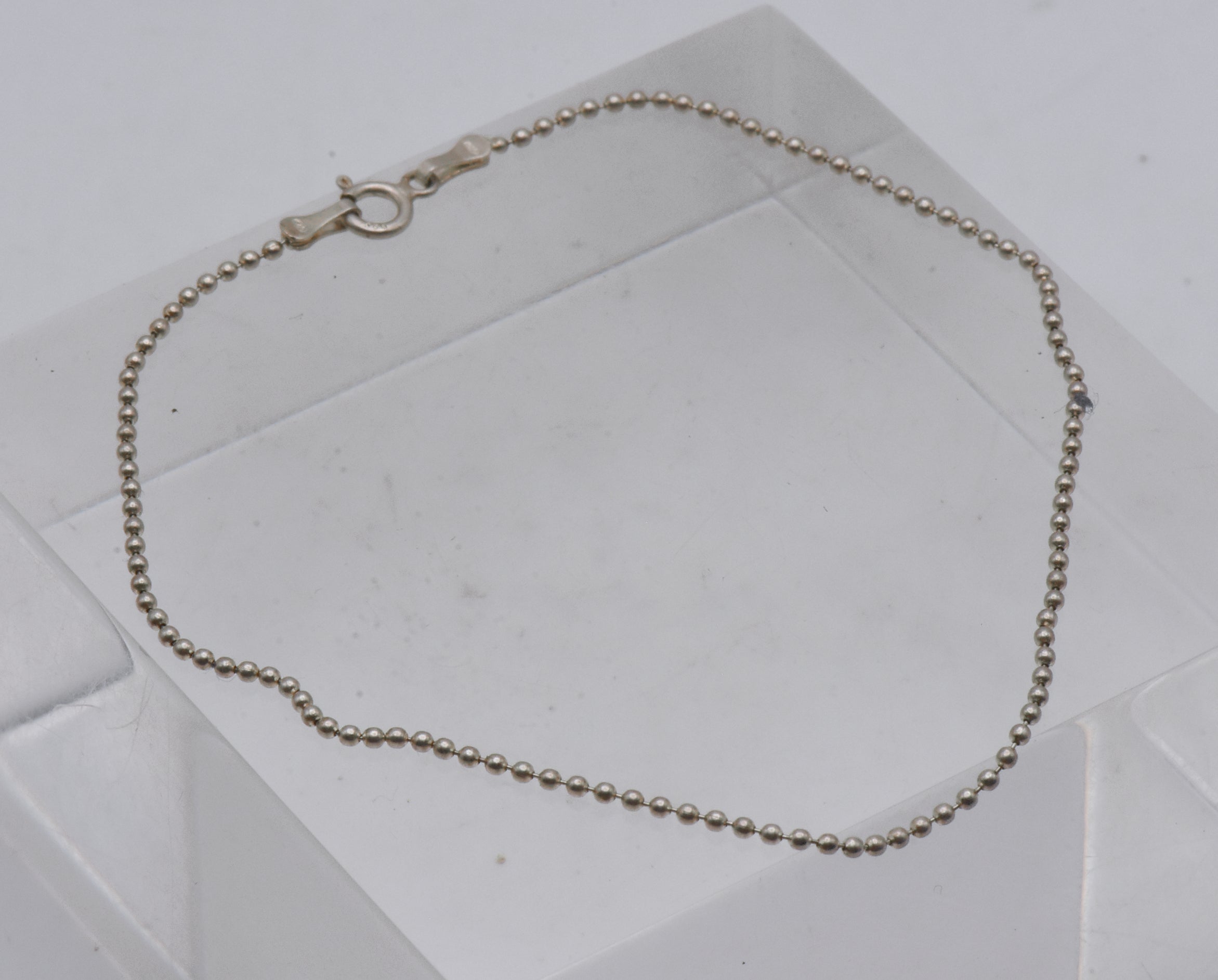 Vintage Sterling Silver Ball Link Chain Anklet - 9.25"