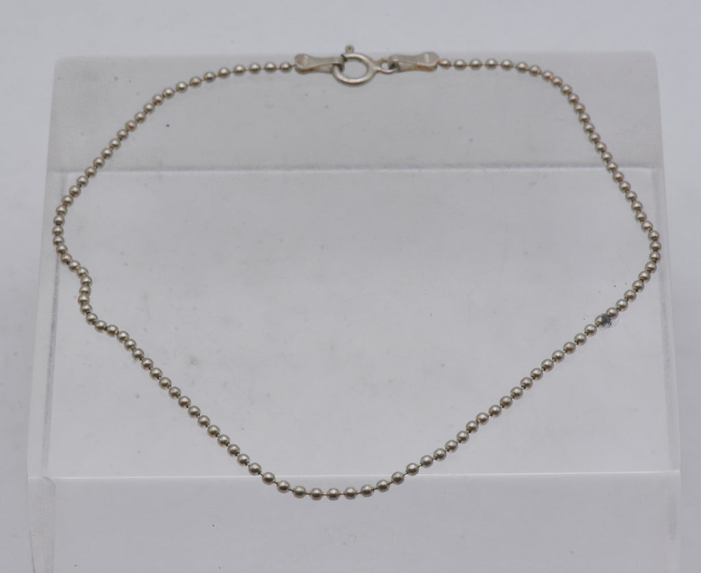 Vintage Sterling Silver Ball Link Chain Anklet - 9.25"