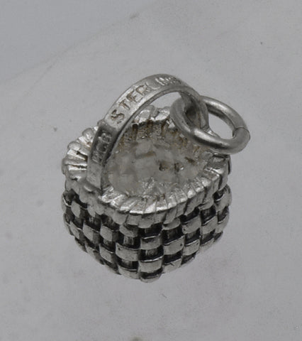 Vintage Sterling Silver Woven Basket Charm