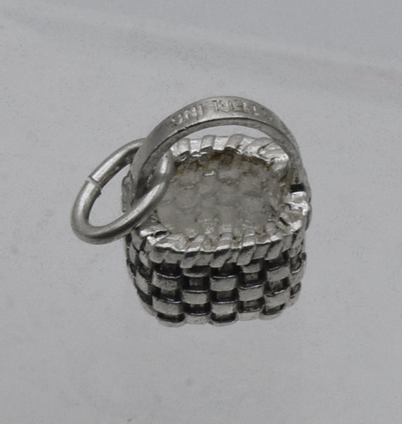 Vintage Sterling Silver Woven Basket Charm