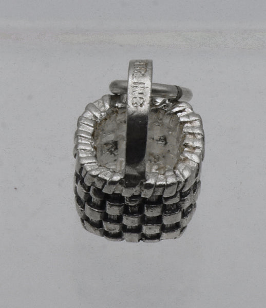 Vintage Sterling Silver Woven Basket Charm