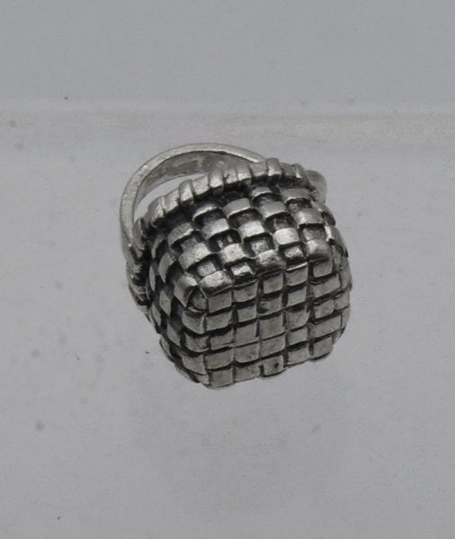 Vintage Sterling Silver Woven Basket Charm