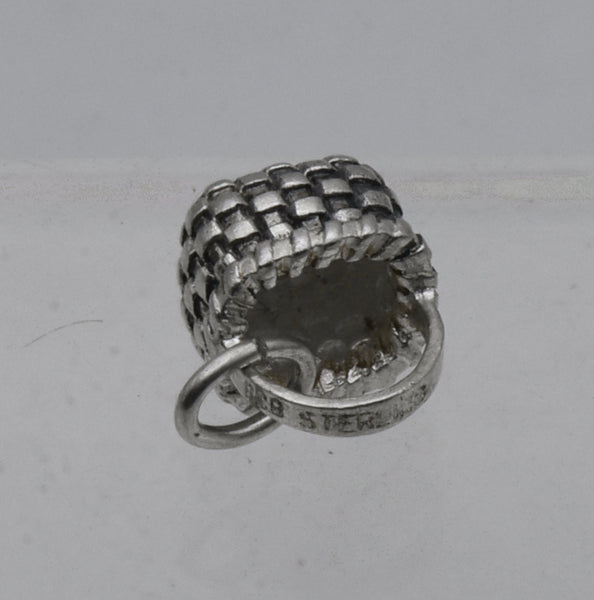 Vintage Sterling Silver Woven Basket Charm