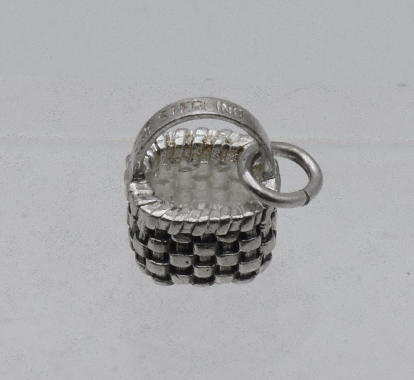 Vintage Sterling Silver Woven Basket Charm