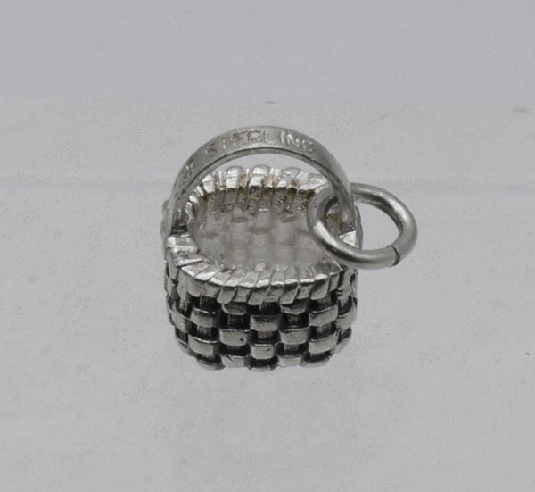 Vintage Sterling Silver Woven Basket Charm