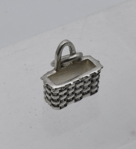 Vintage Sterling Silver Woven Basket Charm