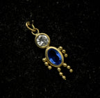 Vintage 14k Blue Crystal Stick Figure Charm