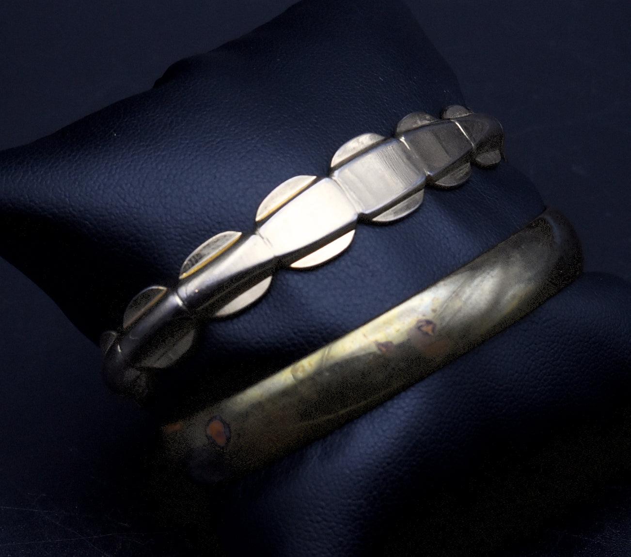 Vintage Set of a Gold Tone and a Brass Bracelet