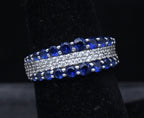 Sterling Silver Blue and White CZ Ring - Size 6.25