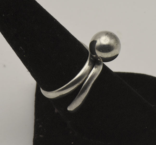 Vintage Handmade Sterling Silver Bypass Adjustable Ring