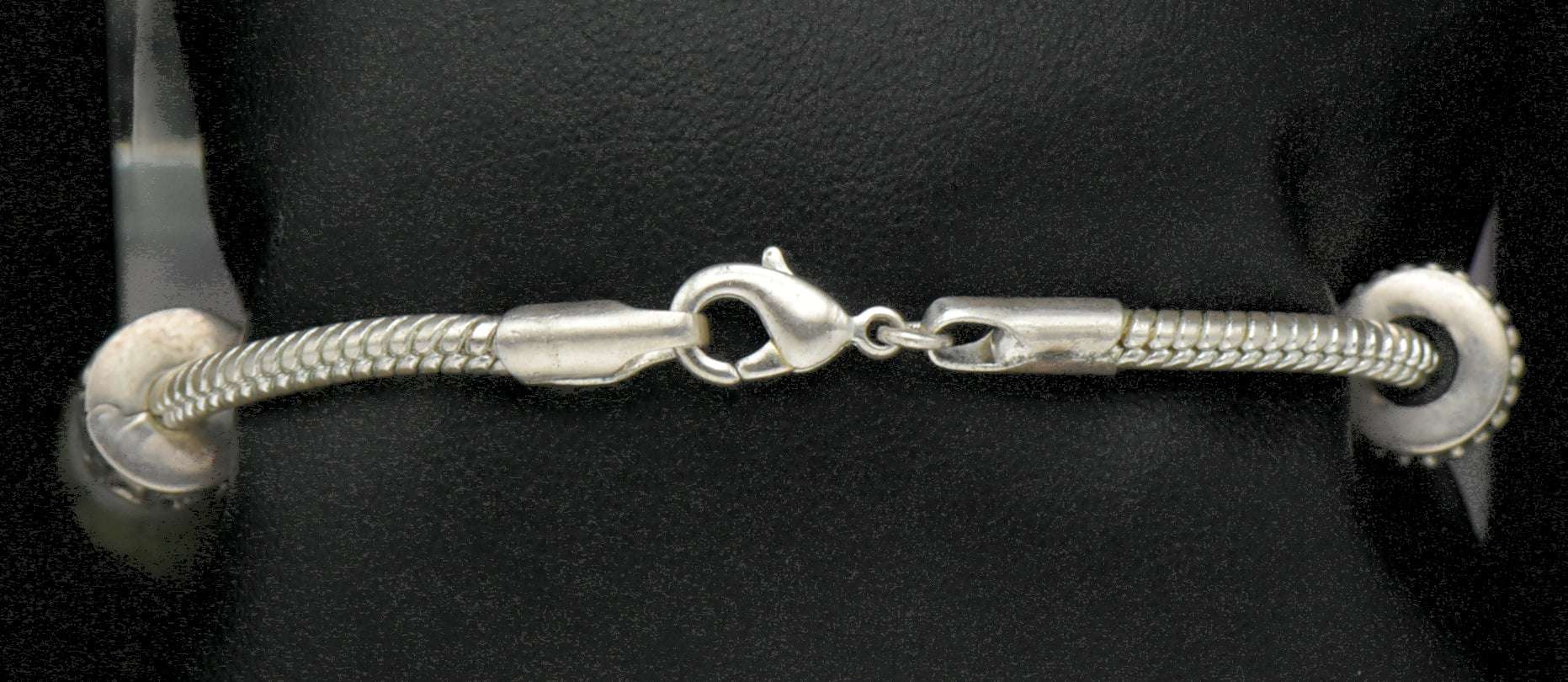 Vintage Sterling Silver and Nephrite Beads "N" Initial Bracelet - 7.25"