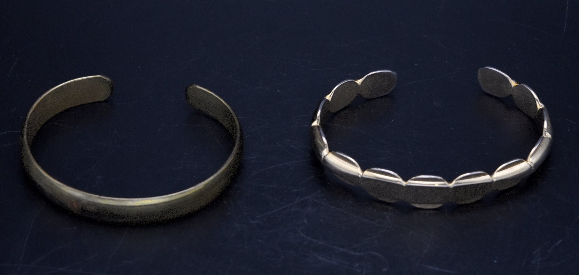 Vintage Set of a Gold Tone and a Brass Bracelet