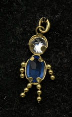 Vintage 14k Blue Crystal Stick Figure Charm