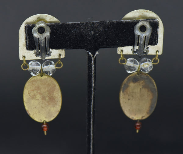 Vintage Handmade Dangle Clip On Earrings