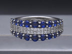 Sterling Silver Blue and White CZ Ring - Size 6.25