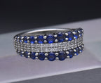Sterling Silver Blue and White CZ Ring - Size 6.25