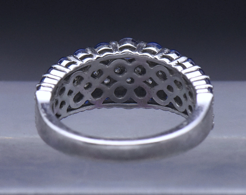 Sterling Silver Blue and White CZ Ring - Size 6.25
