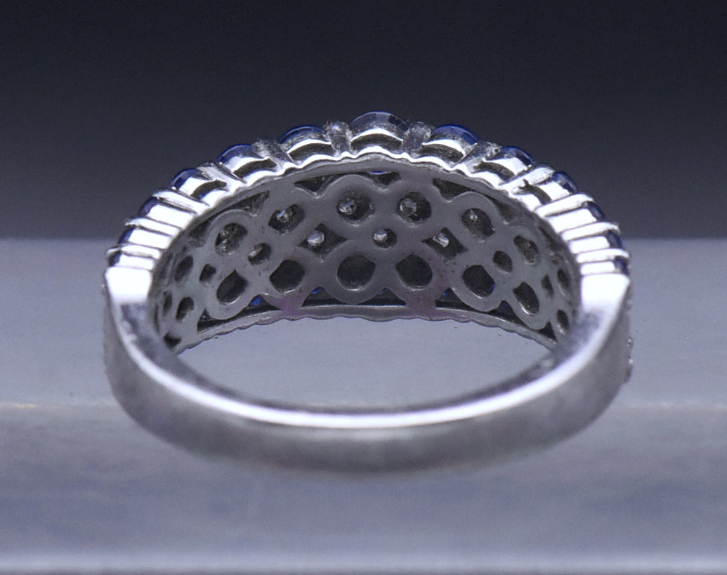 Sterling Silver Blue and White CZ Ring - Size 6.25