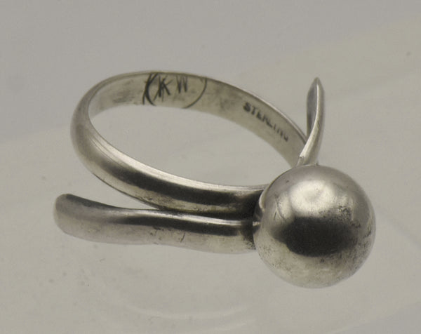 Vintage Handmade Sterling Silver Bypass Adjustable Ring