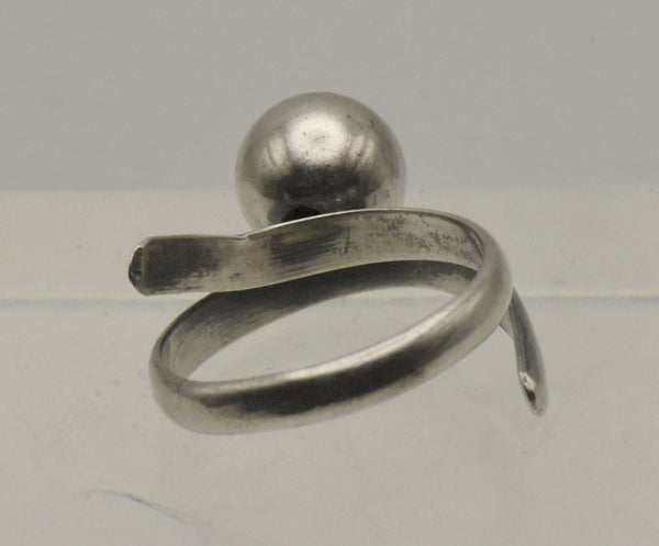 Vintage Handmade Sterling Silver Bypass Adjustable Ring