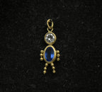 Vintage 14k Blue Crystal Stick Figure Charm