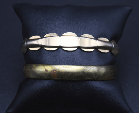 Vintage Set of a Gold Tone and a Brass Bracelet
